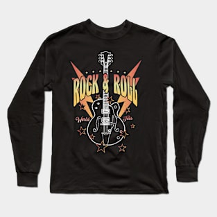 Vintage Retro Style Guitar Thunder Rock and Roll Long Sleeve T-Shirt